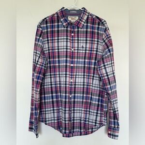 Original Penguin Blue, White and Red Button Down Shirt, Slim Fit, Cotton, size L